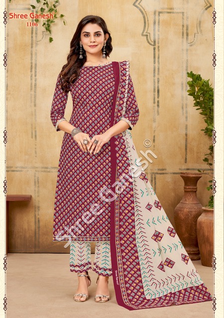 Shree Ganesh Poorvika 1 Daily Wear Wholesale Printed Cotton Dress Material
